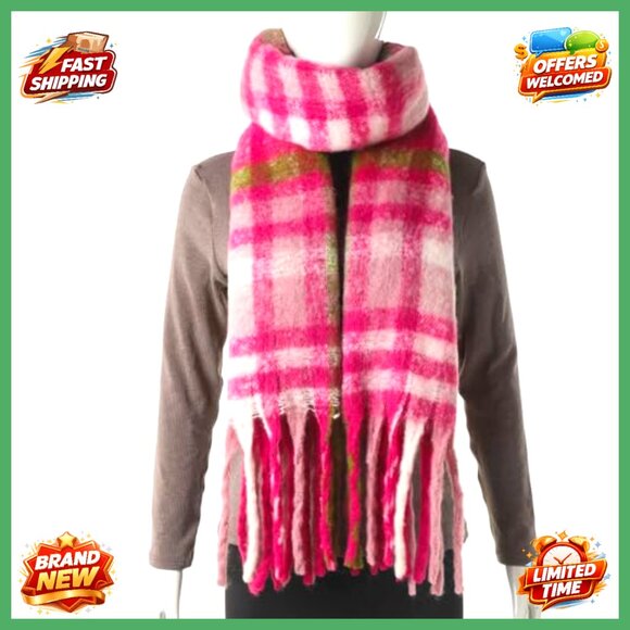 Oversized Chunky Blanket Scarf Shawl Wrap Thick Warm Polyester Fashion - Picture 2 of 6